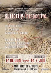 Plakat mit Schmetterling im Hintergrund