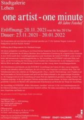 one artist -one minute 40 Jahre Fotohof