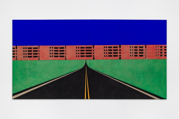 A road is leading to a long building