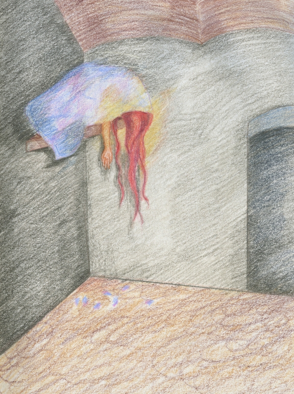 Zeichnung von an der Decke