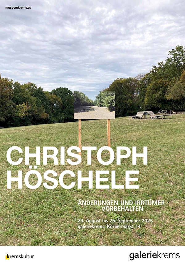 Ausstellungsplakat 2025 von Christoph Höschele für die Ausstellung Änderungen und Irrtümer vorbehalten