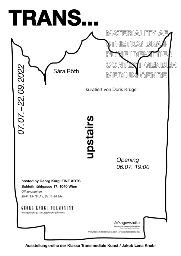 Poster schwarz-weiss der Ausstellung Trans
                                          der Abteilung Transmediale Kunst