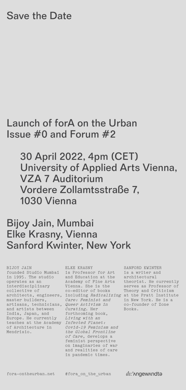 Launch of forA on the Urban Issue #0 and Forum #2 