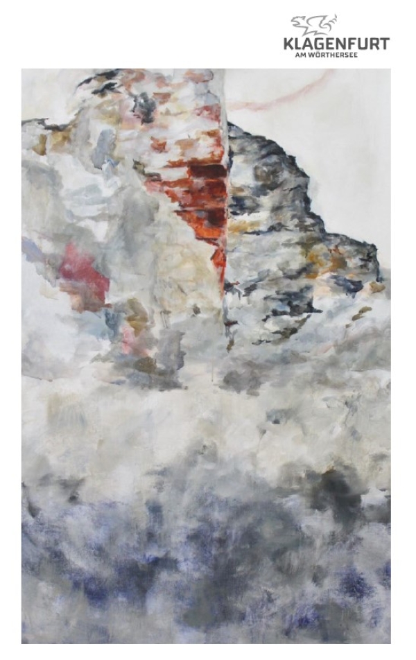 wispering wall in grey and red, Acryl auf Leinwand, 2023