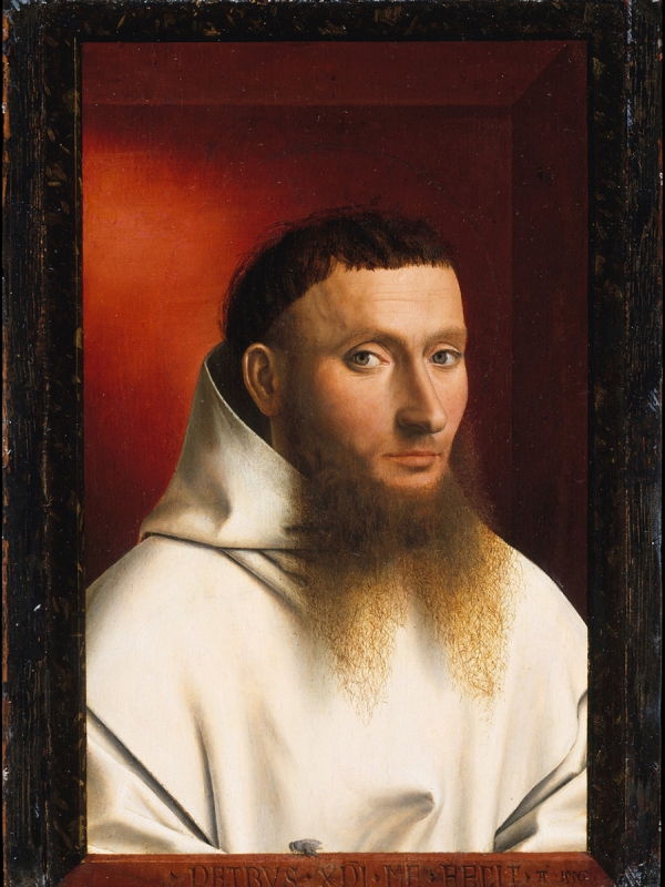 Petrus Christus, Porträt eines Kartäusers, 1446, New York, The Metropolitan Museum of Art, 29,2 × 18,7 cm (Detail)