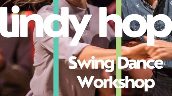 Ein tanzendes Paar, Schriftzug Lindy Hop