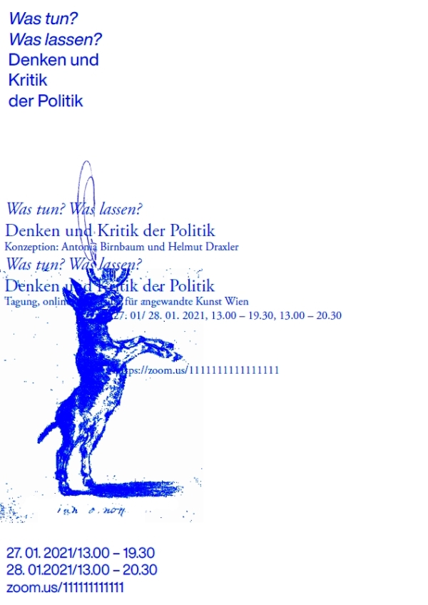 Poster: Was tun? Was lassen? Denken und Kritik der Politik