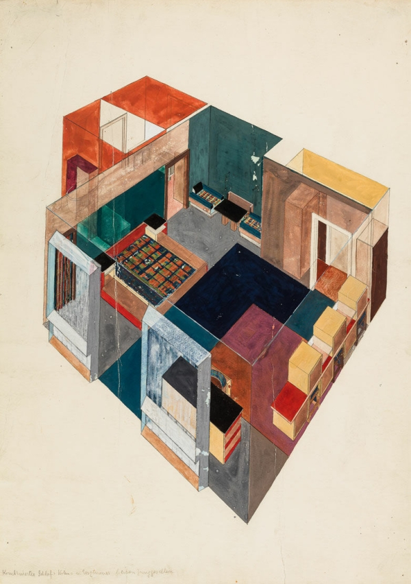 Friedl Dicker-Brandeis, Franz Singer, Entwurf für die Wohnung von Hans Heller, 1927–1928, Inv.Nr.:
                                          9394/1, Kunstsammlung und Archiv, Universität für angewandte Kunst Wien 