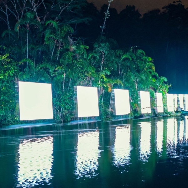 Headlights at water