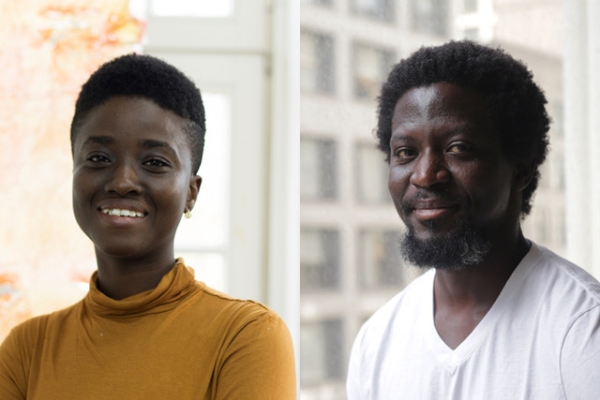 Tracy
                                          Thompson, Artist and Ibrahim Mahama, Artist and Co-Curator, © Fredrick Botchway, © Ibrahim Mahama 
