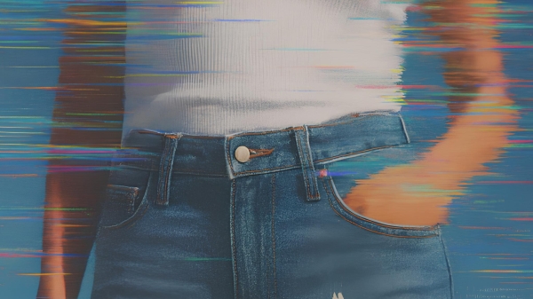 Veranstaltungsplakat Good Genes, Frau
                                          mit Jeanshose und weissem Top