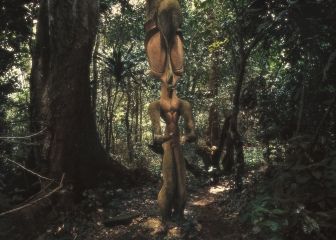 Ecologies and Politics of the LIVING Susanne Wenger, Sculpture of Obàtálá greeting on the footpath
                                          to Ojubo Oshogbo, 1991 © Wolfgang Denk