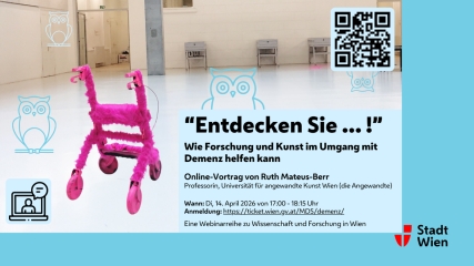 Veranstaltungsplakat Entdecken Sie wie Forschung und Kunst im Umgang mit Demenz helfen kann